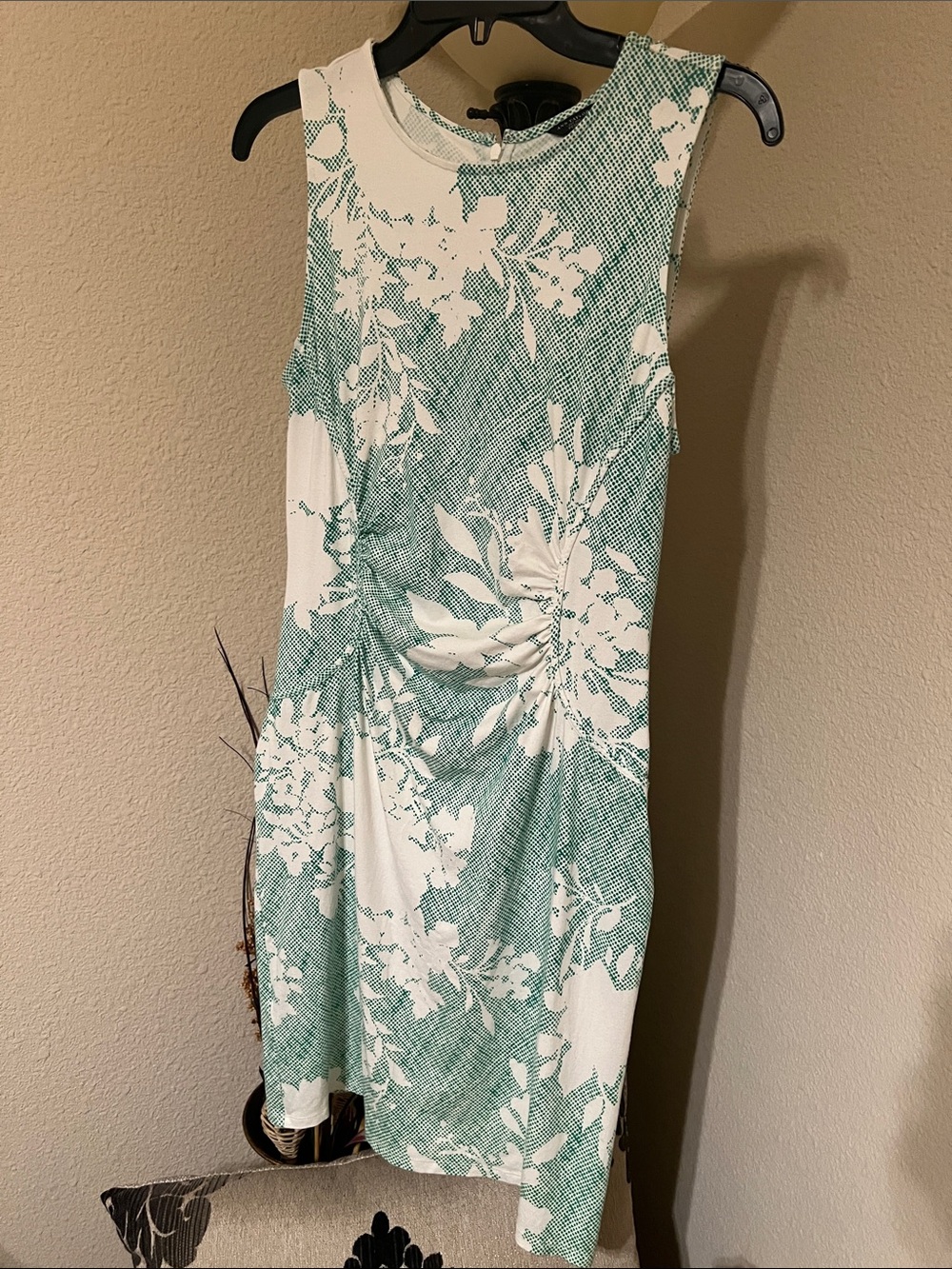 Ann Taylor White and Green Floral Sheath Dress